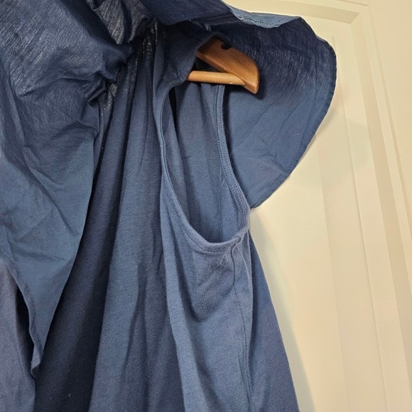 A New Day Blouse Womens XL Blue One Shoulder Ruffle Sleeveless Boho Top - Picture 4 of 8